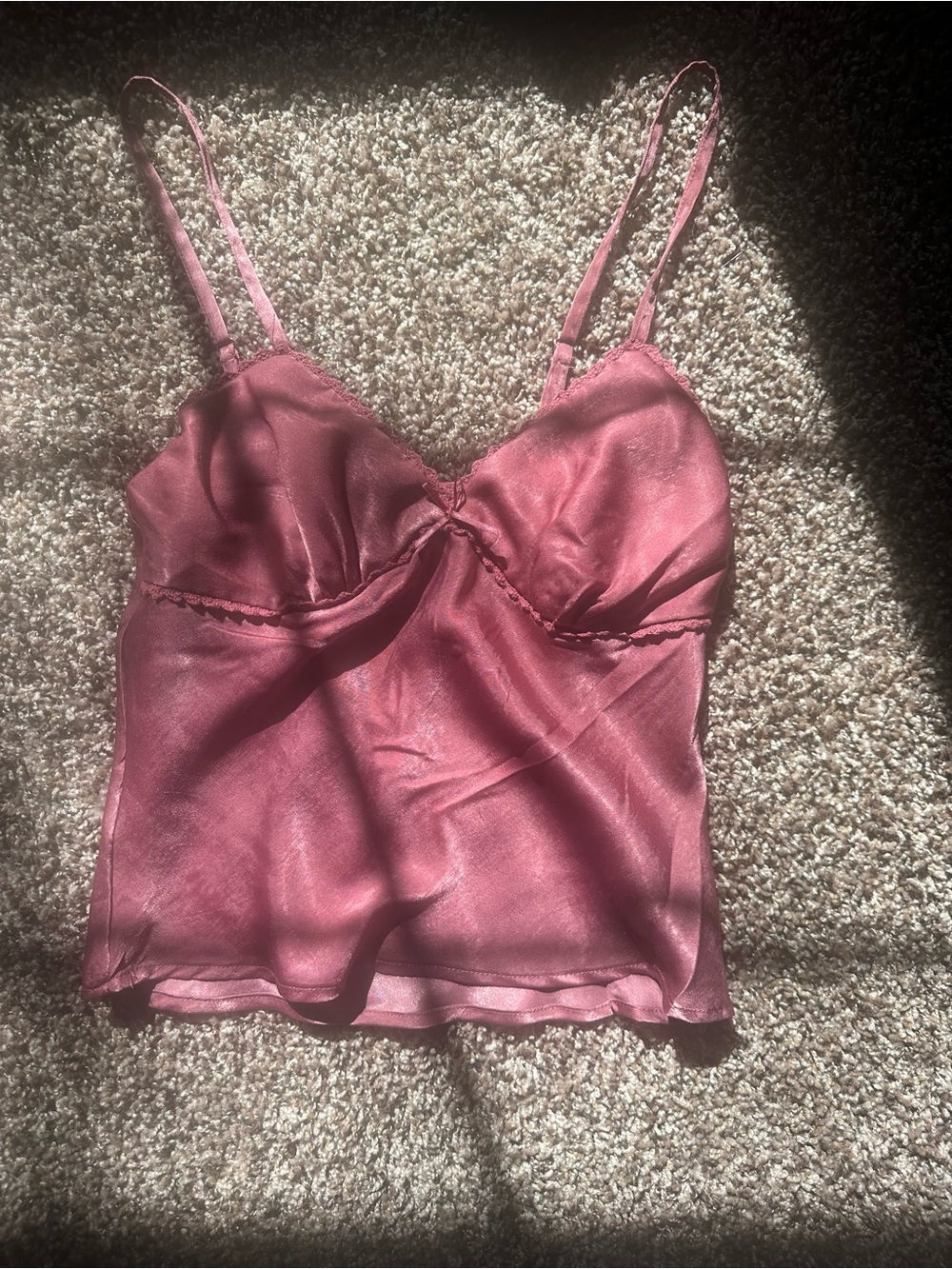 No Boundaries Dusty Rose Satin Cami Top